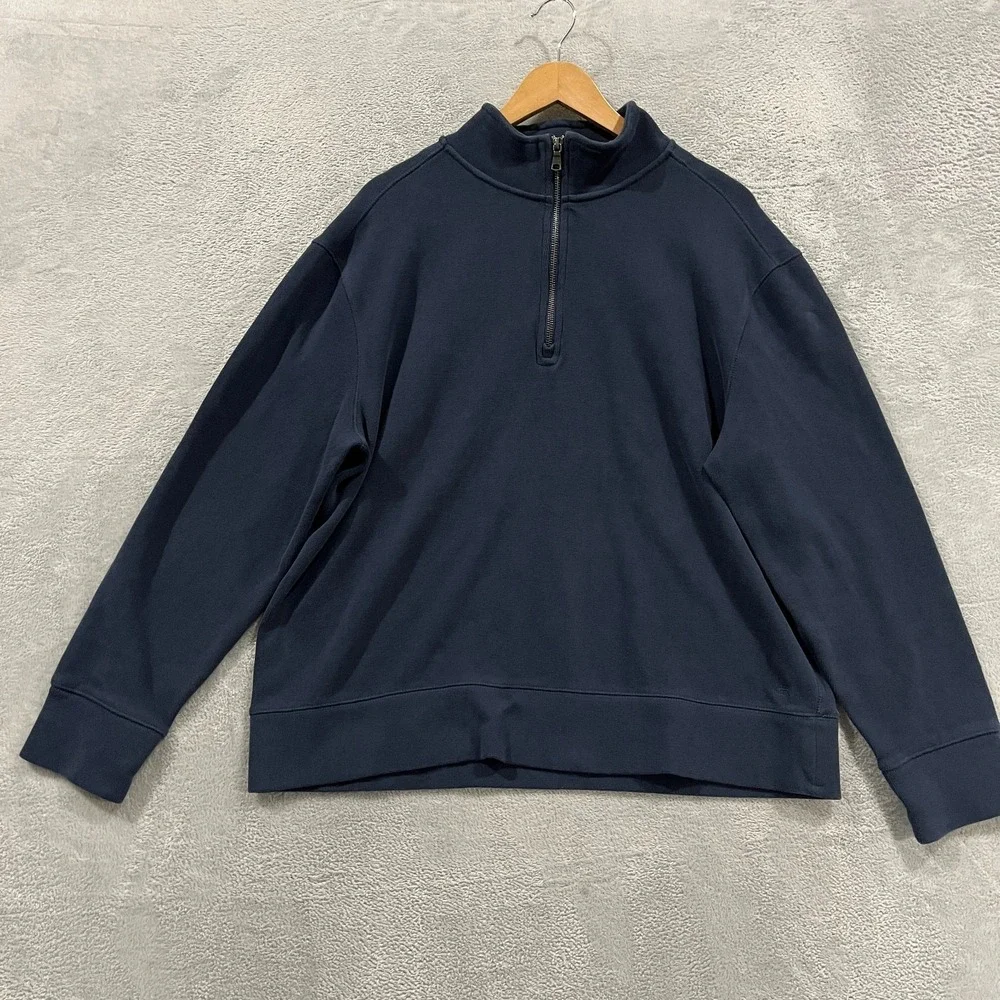 Banana Republic Sweater Mens XL 1/4 Zip Heavyweight Preppy Navy‎ Blue Academia